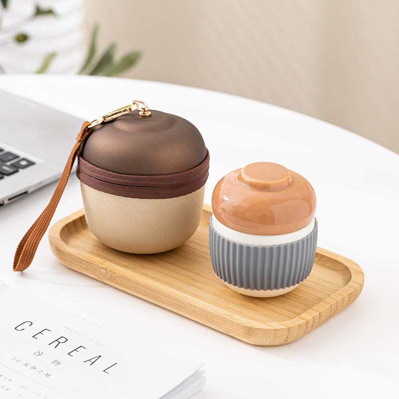 松果快客杯日式旅行茶具套装一壶一杯便携式办公室泡茶杯子过滤杯