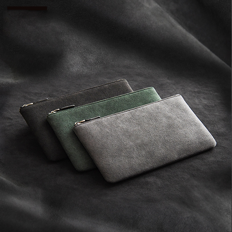 Men's clutch bag, business suede leather handbag, casual beginner bag, simple large-capacity phone bag, envelope wallet