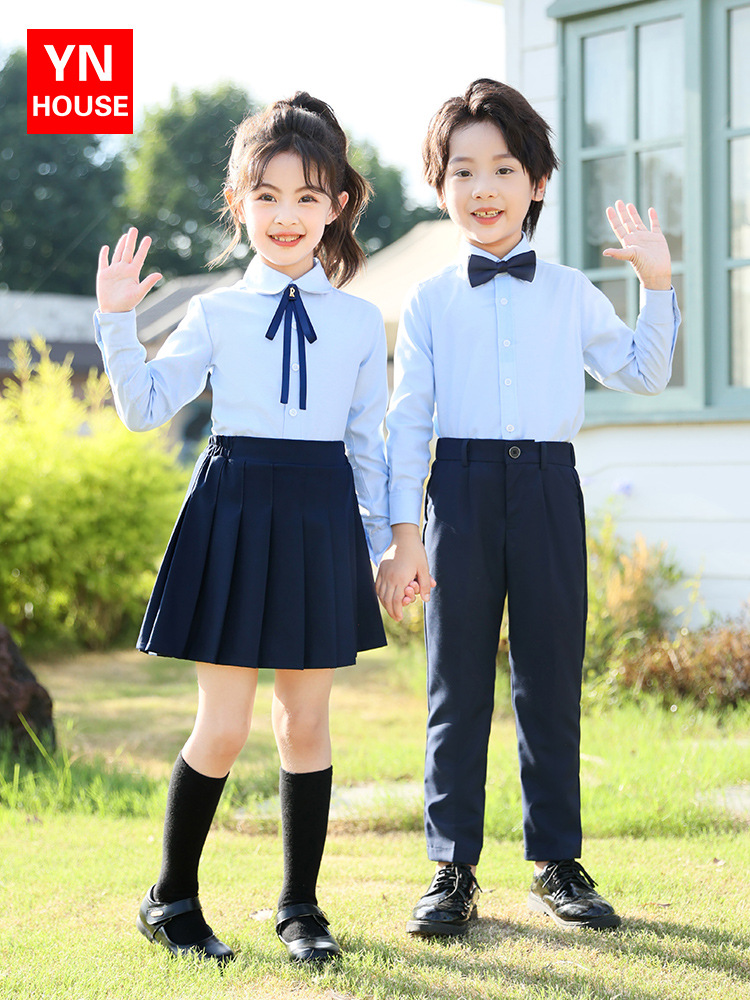 Conjunto de ropa de actuación de la escuela primaria, uniforme de jardín de infantes, uniforme escolar para niños y niñas, uniforme escolar, uniforme de clase para niños mayores