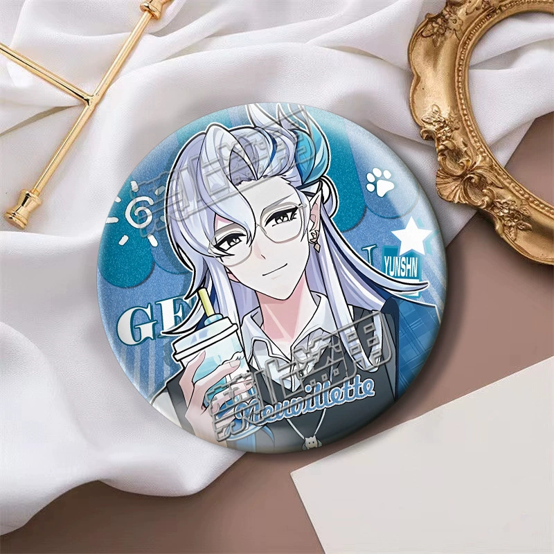 Значок-пин (Funina) Kurumi Kaedehara Manyo — двойной светоотражающий серебристый дизайн, 58/75 мм