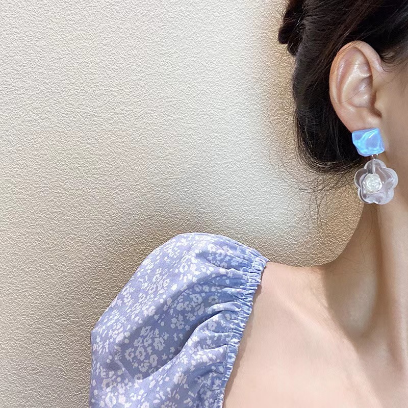 925防银针春夏季小清新花朵耳环女ins风小众高级感耳钉耳饰品批发