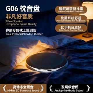 跨境音响枕上超轻薄迷你高音质枕下蓝牙音箱白噪音睡眠神器高音质