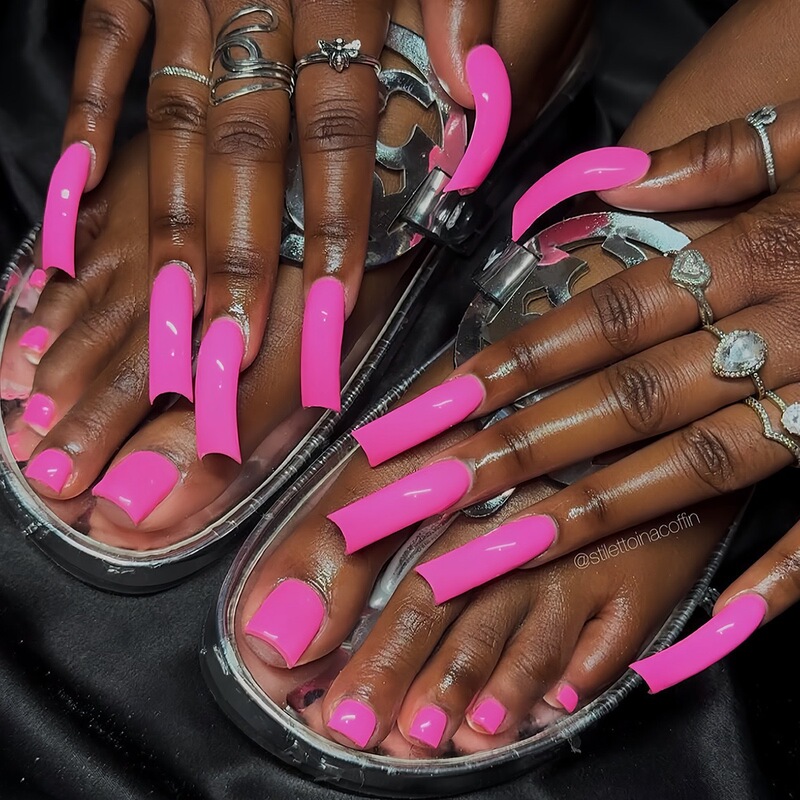 Cross-Border Hot-Selling Fluorescent Powder Wearable Manicure Set, Matching Fake Nails for Hands and Feet, Sparkling and Whitening Summer Style