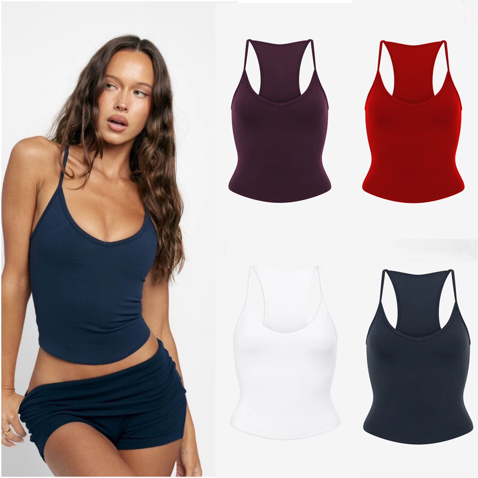 Yoga Sports Fitness Vest for Women with Chest Pad, High Elasticity, Quick Drying, U-Neck, Nude Dance Training Running Sling