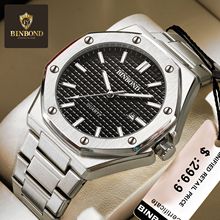 BINBOND时尚男表合金表带八边形带螺丝装饰圈石英机芯亚马逊爆款