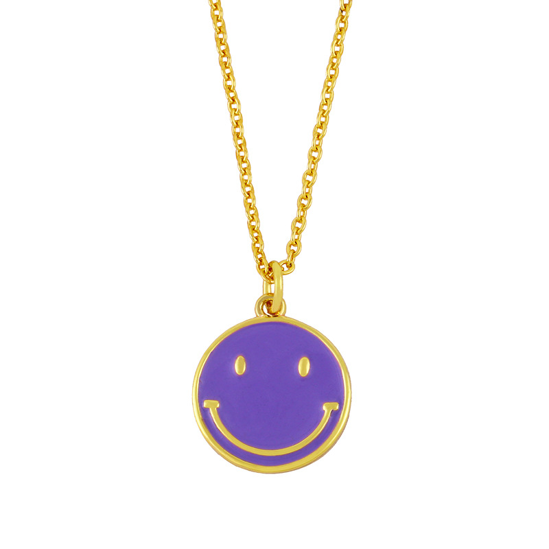 Nihaojewelry Cute Color Dripping Oil Round Brand Smiley Face Necklace Wholesale Jewelry display picture 5