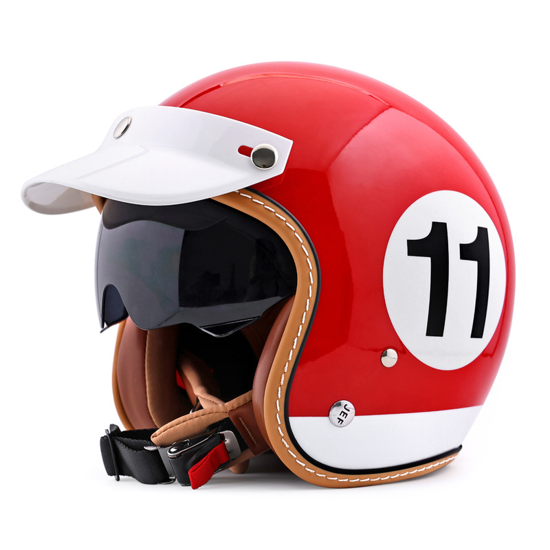 台湾 JEF レトロヘルメット女性クルーザーオートバイハーフヘルメット男性 3C 夏クールスリークォーターヘルメット四季ヘルメット|undefined
