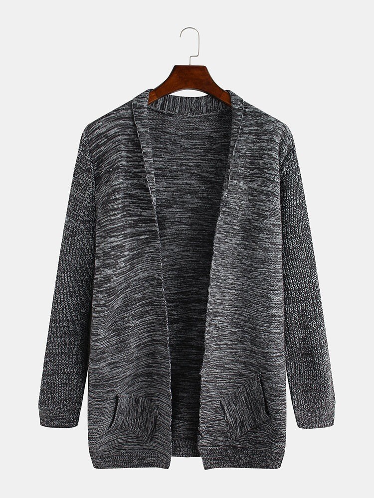 2023 inverno nuovo stile da uomo a maniche lunghe lavorato a maglia colore misto casual top cardigan maglione giacca a vento senza bottoni_voghion.com