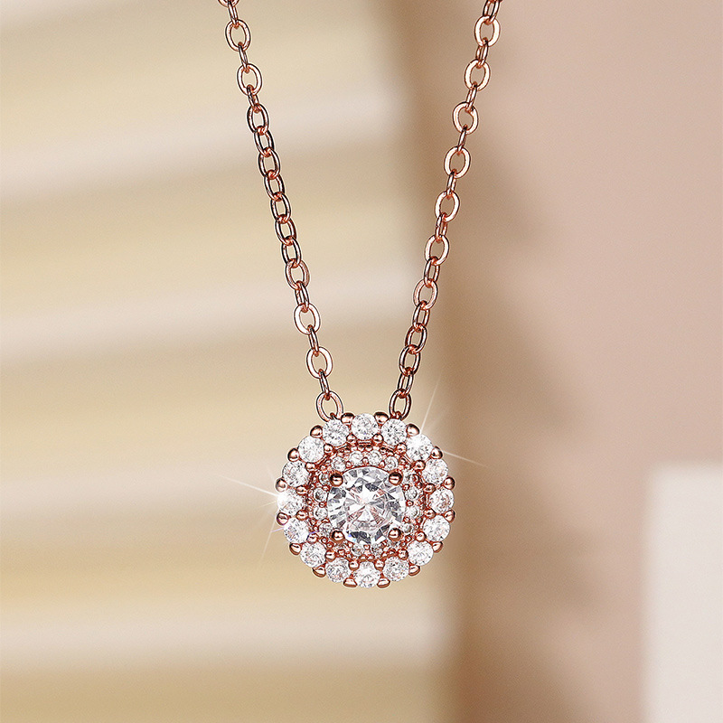 new collarbone copper plated rose gold micro-encrusted zircon necklace