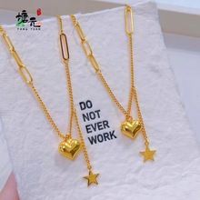 越南沙金新款小金条项链时尚百搭锁骨链女款镀金项链厂家货源批发