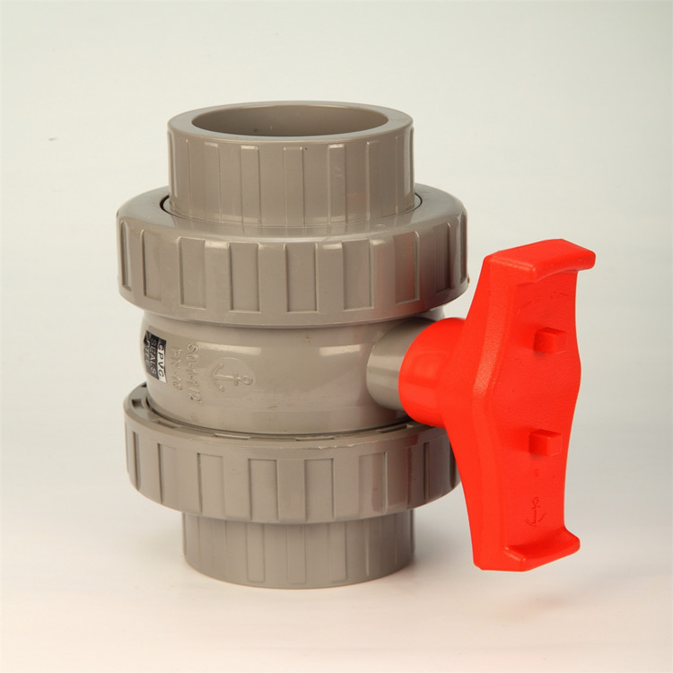 中山环宇锚牌CPVC双活接球阀国标CPVC球阀工业耐酸碱20-110mm灰色