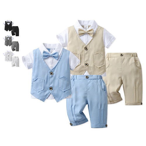 Wholesale children's clothing, British-style suit children's set baby clothes summer gentleman's dress boys summer wear