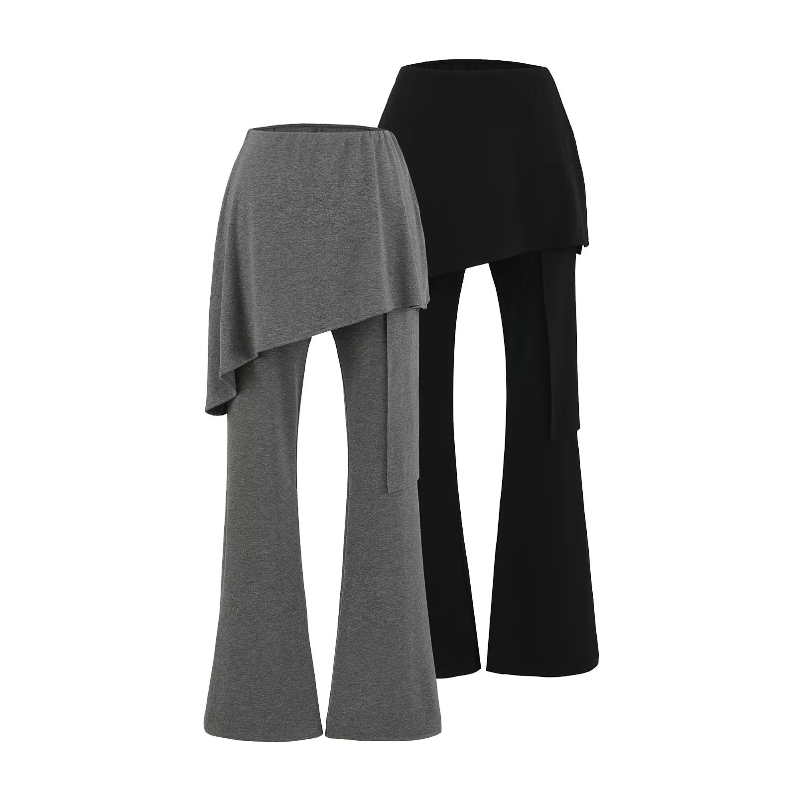 Sweet and Spicy Outfit Fake Two-Piece Long Pants Spicy Girl Tie Micro-Flared Pants Women's Summer Style Long Pants Elastic Slim Fit Slimming Long Pants