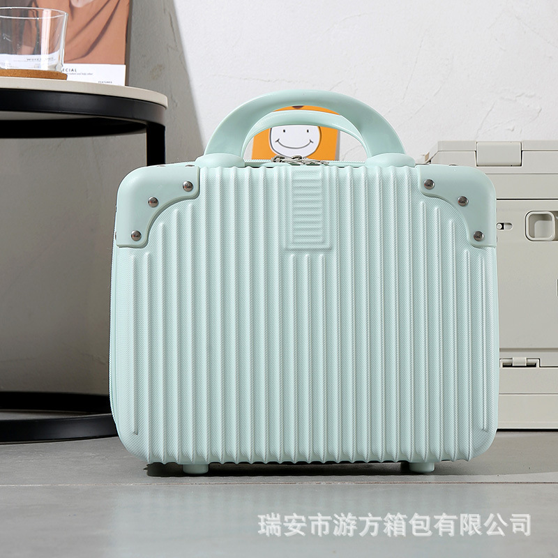 Portátil de equipaje de las mujeres pequeño ligero de 16 pulgadas mini lindo de 14 pulgadas caja de maquillaje contraseña bolsa de almacenamiento de viaje