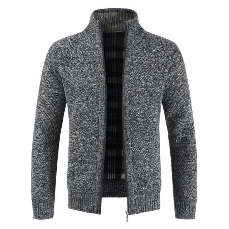 ¡Famoso! Cárdigan de punto, suéter, cuello alto para hombre, chaqueta con cremallera, suéter cálido, suéter, marea