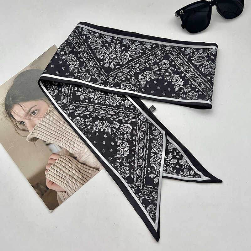 Bufandas de seda de ángulo oblicuo 2025 nuevo bufandas de diamante retrógrado decoración multifuncional de ángulo agudo moda bufandas largas correa de pelo