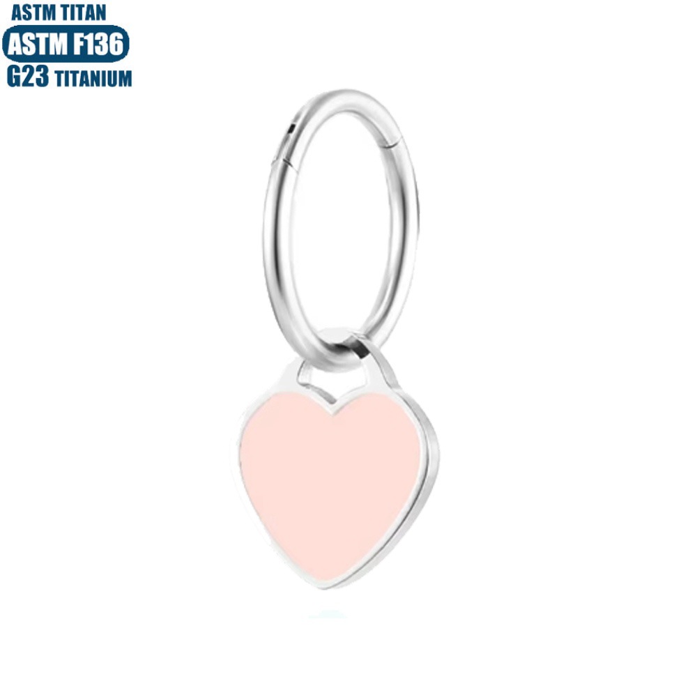 F136 Titanium Alloy Heart-shaped Pendant Earrings Seamless Opening Ring Tragus Cartilage Hoop for Women detail image 11