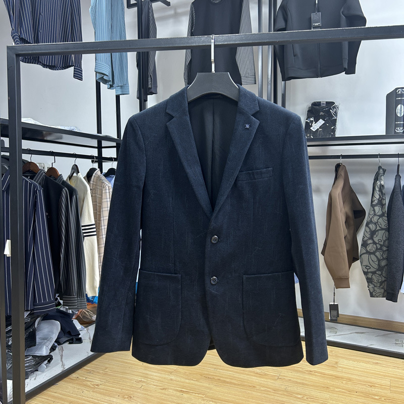 Foreign Trade Cut Label Men's Clothing--H's Velvet-Like Elastic Skin-Friendly Casual Men's Casual Spring and Autum Slim Suit Jacket