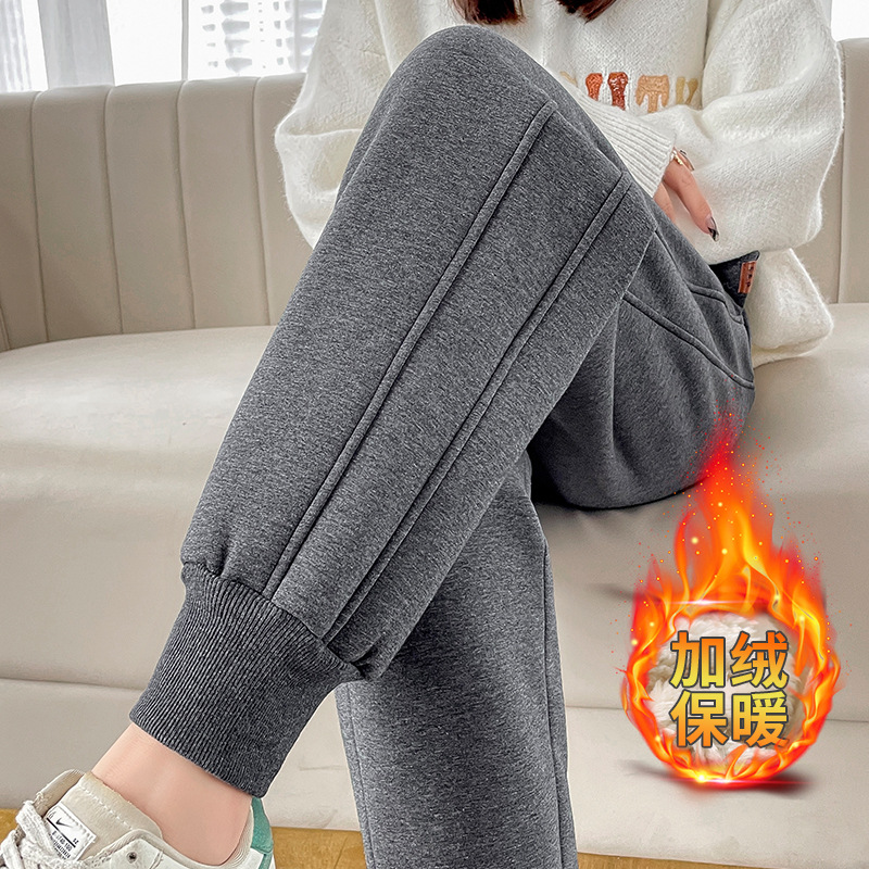 ラムベルベット暖かいカジュアルスポーツパンツ女性のための 2021 冬の新綿パンツプラスベルベット肥厚ハイウエストレギンスハーレムパンツ