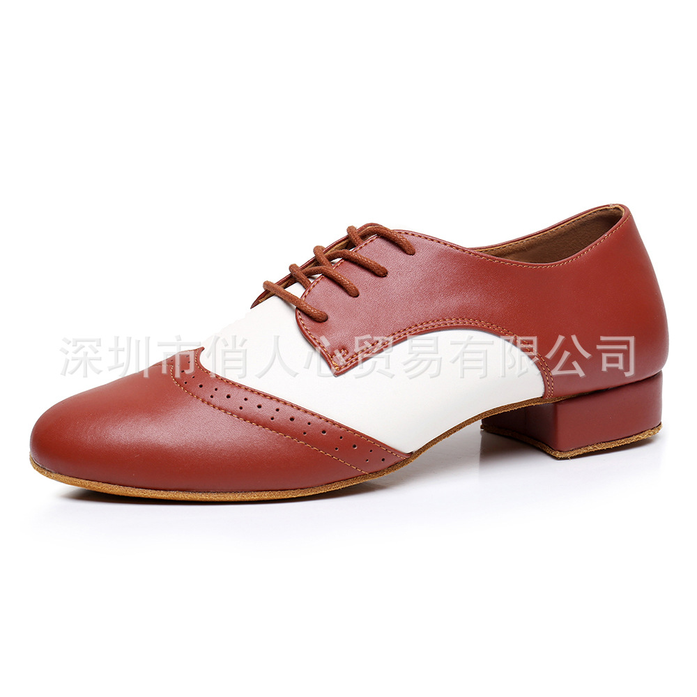 Colorblock Men's Dance Shoes Genuine Leather Professional Indoor…