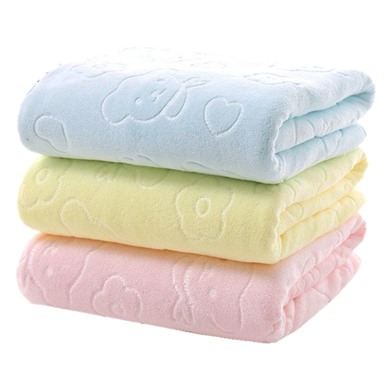 Factory wholesale microfiber embossed bear 70*140 absorbent bath towel three seconds quick drying beach towel gift bath towel