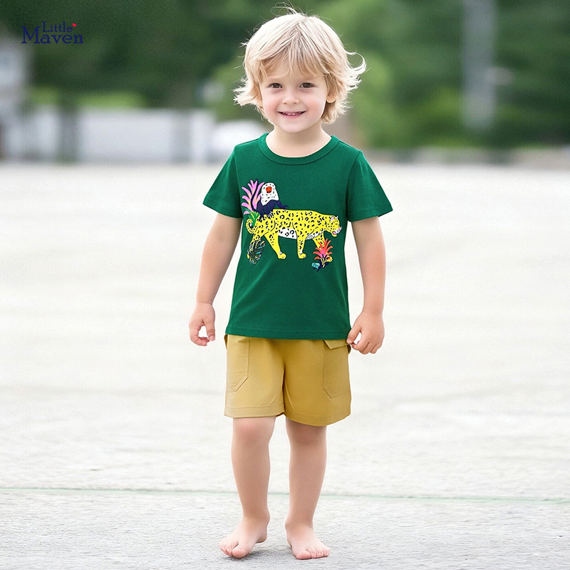 Little Maven Export Factory Boys' Suits Wholesale European and American Kidsren's Suits Summer Cartoon Animal Kidsren's Clothing