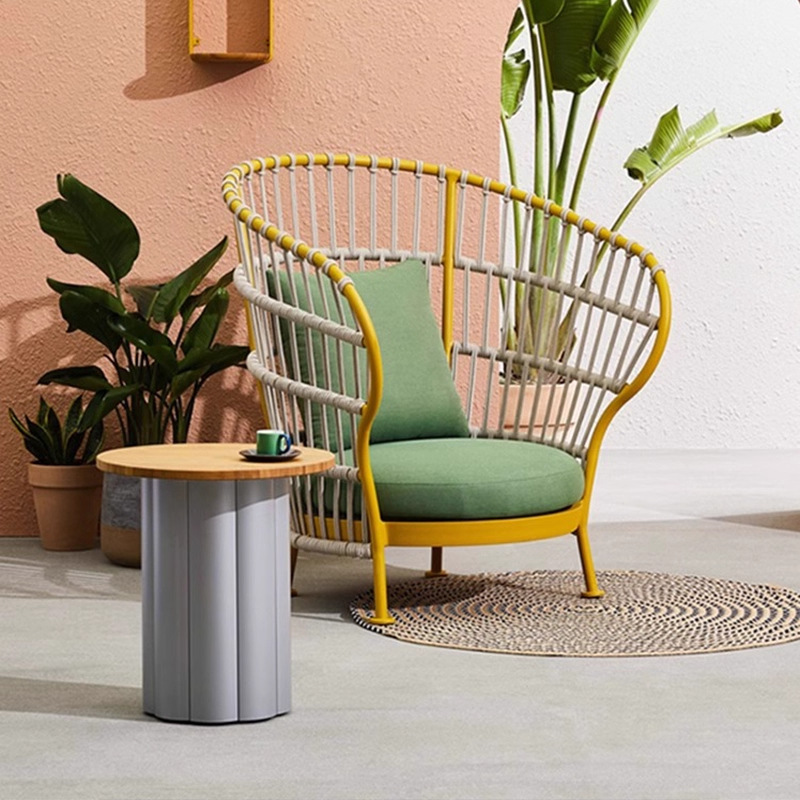 Sofá de caña para tres personas balcón sala de estar de caña mesas y sillas jardín al aire libre mesa de té patio sillas de caña muebles de caña al aire libre