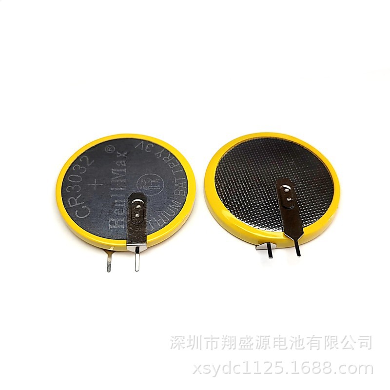 源头厂家CR3032折角贴片焊脚电池CR3032平行焊脚间距5MM电池