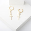 Long asymmetrical earrings, zirconium, Korean style, silver 925 sample