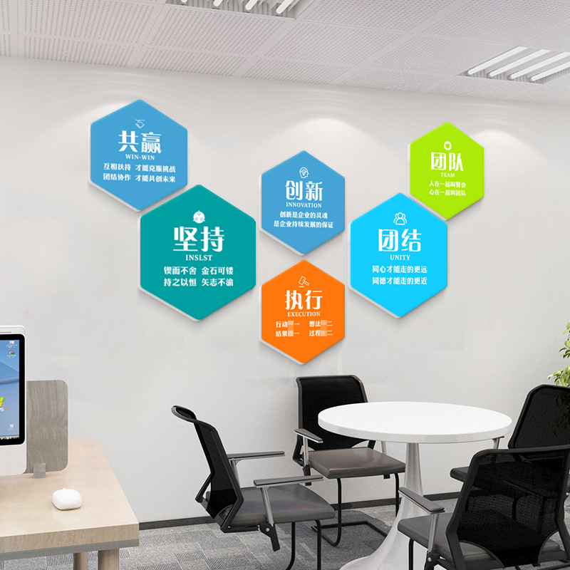 YO3H批发企业立体文化墙公司团队励志标语员工风采设计背景装饰3d