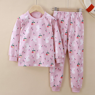 Boys' underwear suit pure cotton girls' middle-sized homewear big children's pajamas teenagers autumn clothes long pants children's clothing wholesale