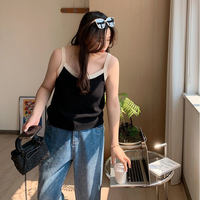 80-200斤の大きいサイズのゆったりした純色のストラップのベストの女性は太っています。|undefined
