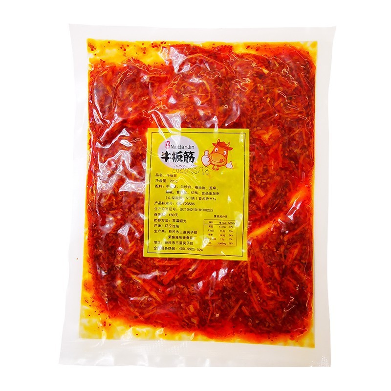 东北板筋丝牛板筋网红食品袋装美食延吉特色甜辣口200克牛板筋|undefined
