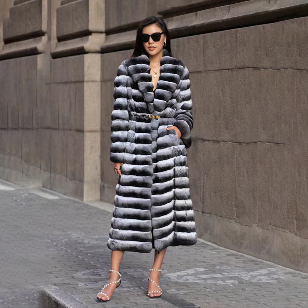 青蓝紫仿龙猫水貂真獭兔毛2023年冬新长款年轻皮草大衣外套女爆款