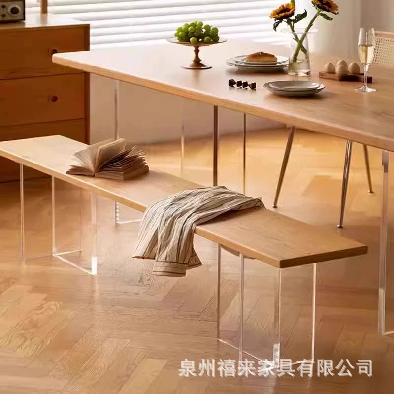 Скандинавская скамья из цельного дерева обеденный стул скамья минималистский бревенчатый обеденный стол из белого воскового дерева сосны акриловая подвесная скамья