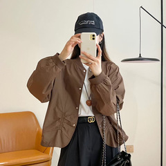 加里布小外套 2025秋季新款 潮流减龄褶皱设计棒球服上衣女25141