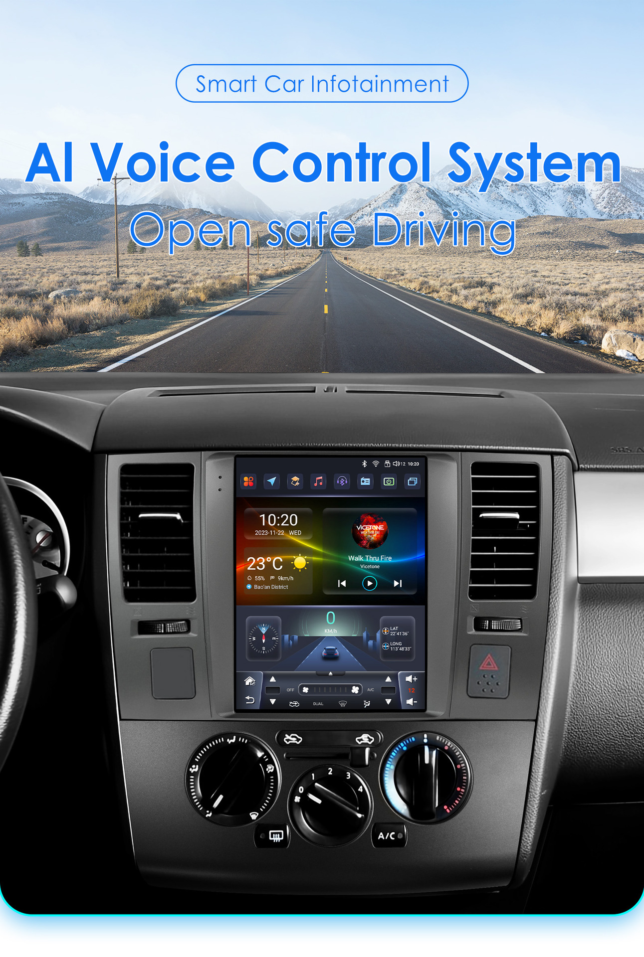 9.7inch Suitable for 04-13 Nissan Tiida C11 Android Car Central Control Vertical Screen Navigation Bluetooth Multimedia