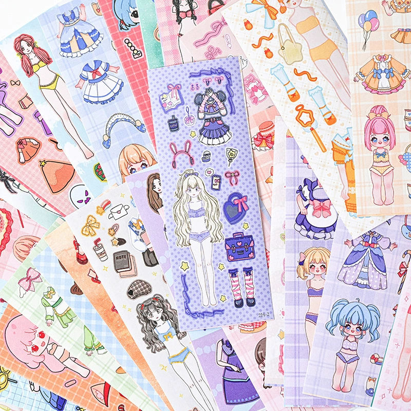 Набор наклеек для макияжа: развивающие игрушки, наклейки для макияжа в стиле мультяшных девочек, детский DIY-набор для создания образов, наклейки для переодевания