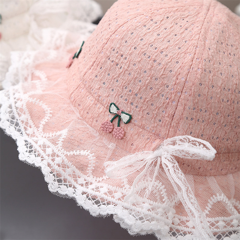 Bebés de primavera y otoño delgado sombrero de pescador arco princesa viento super lindo encaje de viaje asiático cuenca sombrero de marea sombrero