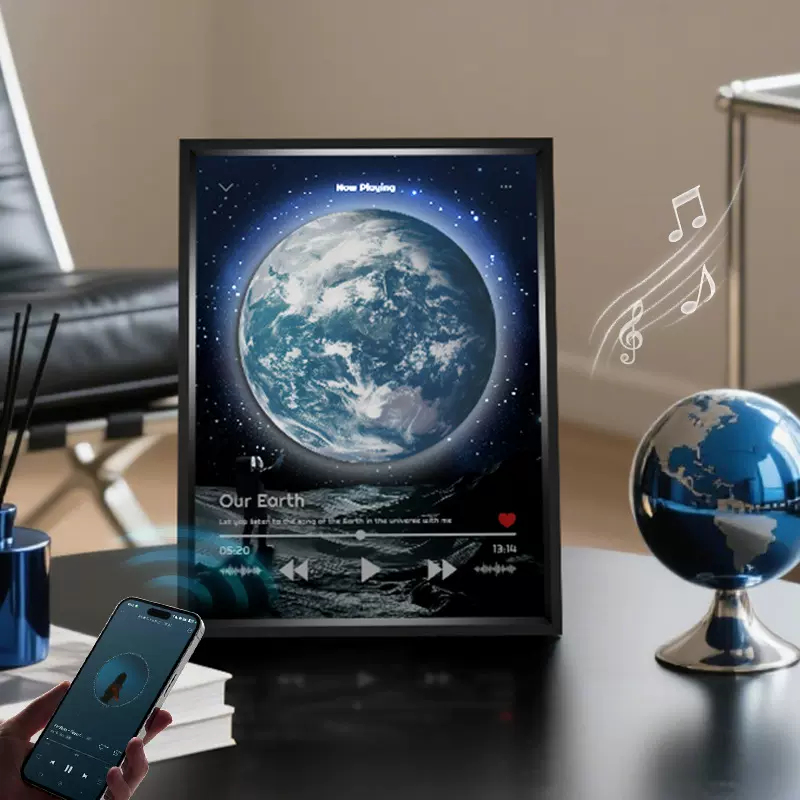 梵艺唱盘音响画蓝牙TF卡双模式现代简约客厅玄关白噪音氛围装饰画