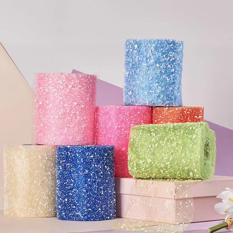 花束包裝材料 婚慶用品 噴點泡沫紗 15cm雪點紗雪花紗廠家