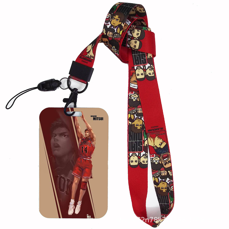 Dibujos animados japoneses slam dunk competencia nacional tarjeta de estudiante tarjeta de comida tarjeta de autobús cubierta certificado de trabajo titular de la cuerda del teléfono móvil