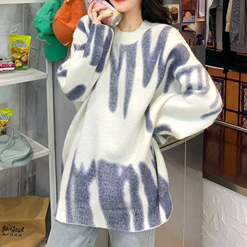Transfronteriza suéter impreso ropa de mujer Primavera y otoño 2023 nuevo jersey estilo coreano Suelta todo fósforo ropa de abrigo suéter abrigo image 8