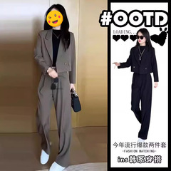 スーツの女性の春の2025新型の小さい子のファッションの洋風のスーツのコートのカジュアルなズボンの職業の2つのセット