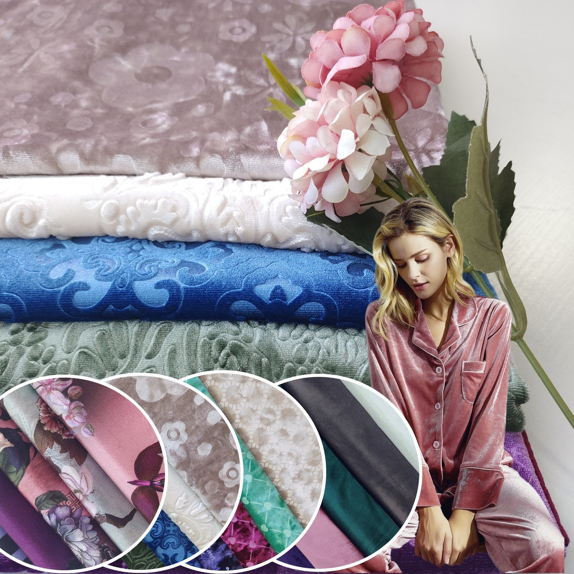 厂家直销 素色 压花 印花 喷花 提花 银丝 韩国绒/KS VELVET