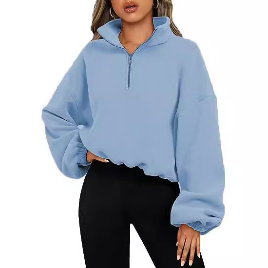 Fleece-Lined and Thickened Half-Zip Thermal Sports Sweatshirt for Women, Slim Fit Fitness Autumn and Winter Yoga Sweatshirt