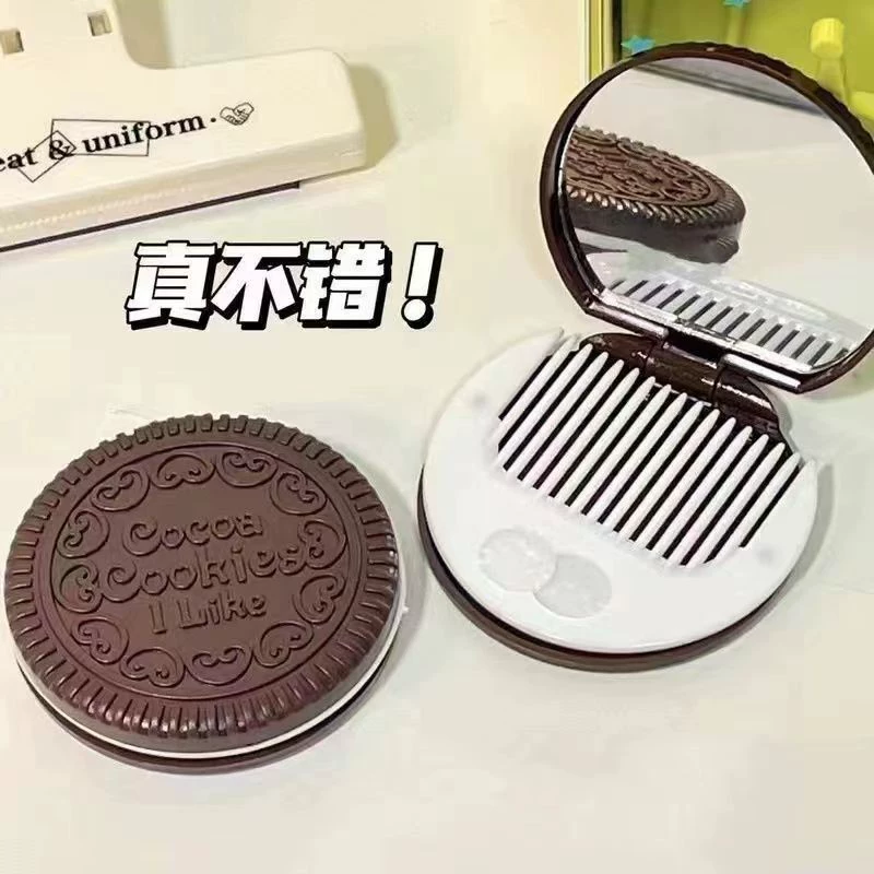 Oreo Сэндвич Печенье Зеркальная расческа Набор Портативный зеркальный расческа Ручка Зеркальная расческа Набор зеркальных зеркал Подарочный зеркало