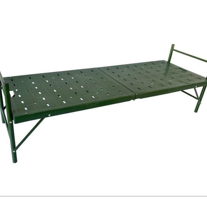 民政应急钢塑床 680型钢塑折叠床 带置物架两折床