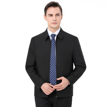 专柜正品桑蚕丝翻领夹克春秋冬男中老年爸爸装茄克衫宽松休闲外套