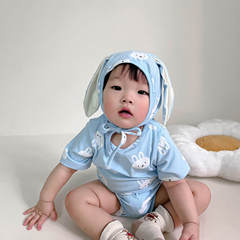 24 new summer ins Korean version children's jumpsuit bunny full printed baby bag fart clothes baby harem suit